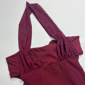 European women's halter neck slim stitching exposed backpack bodycon dress - Negative Apparel