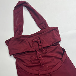 European women's halter neck slim stitching exposed backpack bodycon dress - Negative Apparel