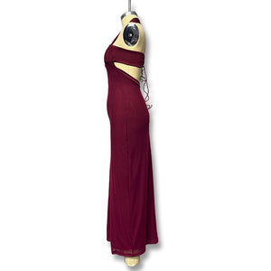 European women's halter neck slim stitching exposed backpack bodycon dress - Negative Apparel