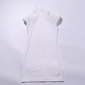 European‑style sexy bodycon short dress with pleats & shoulder pads - Negative Apparel