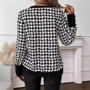 explosion spring 2025 elegant women's printing sweater V - neck long - sleeved T-shirt top women - Negative Apparel