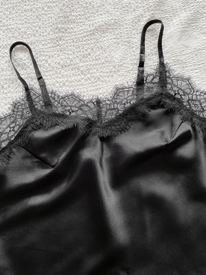 Eyelash Lace Satin Cami PJ Set - Negative Apparel