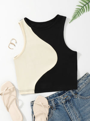 EZwear Color Block Ribbed Knit Tank Top - Negative Apparel