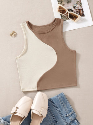 EZwear Color Block Ribbed Knit Tank Top - Negative Apparel