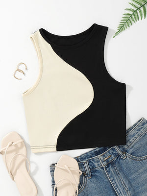 EZwear Color Block Ribbed Knit Tank Top - Negative Apparel