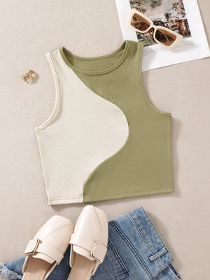 EZwear Color Block Ribbed Knit Tank Top - Negative Apparel