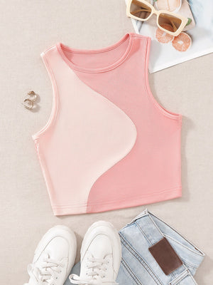 EZwear Color Block Ribbed Knit Tank Top - Negative Apparel
