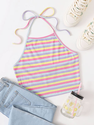 EZwear Solid Rib-knit Halter Top - Negative Apparel