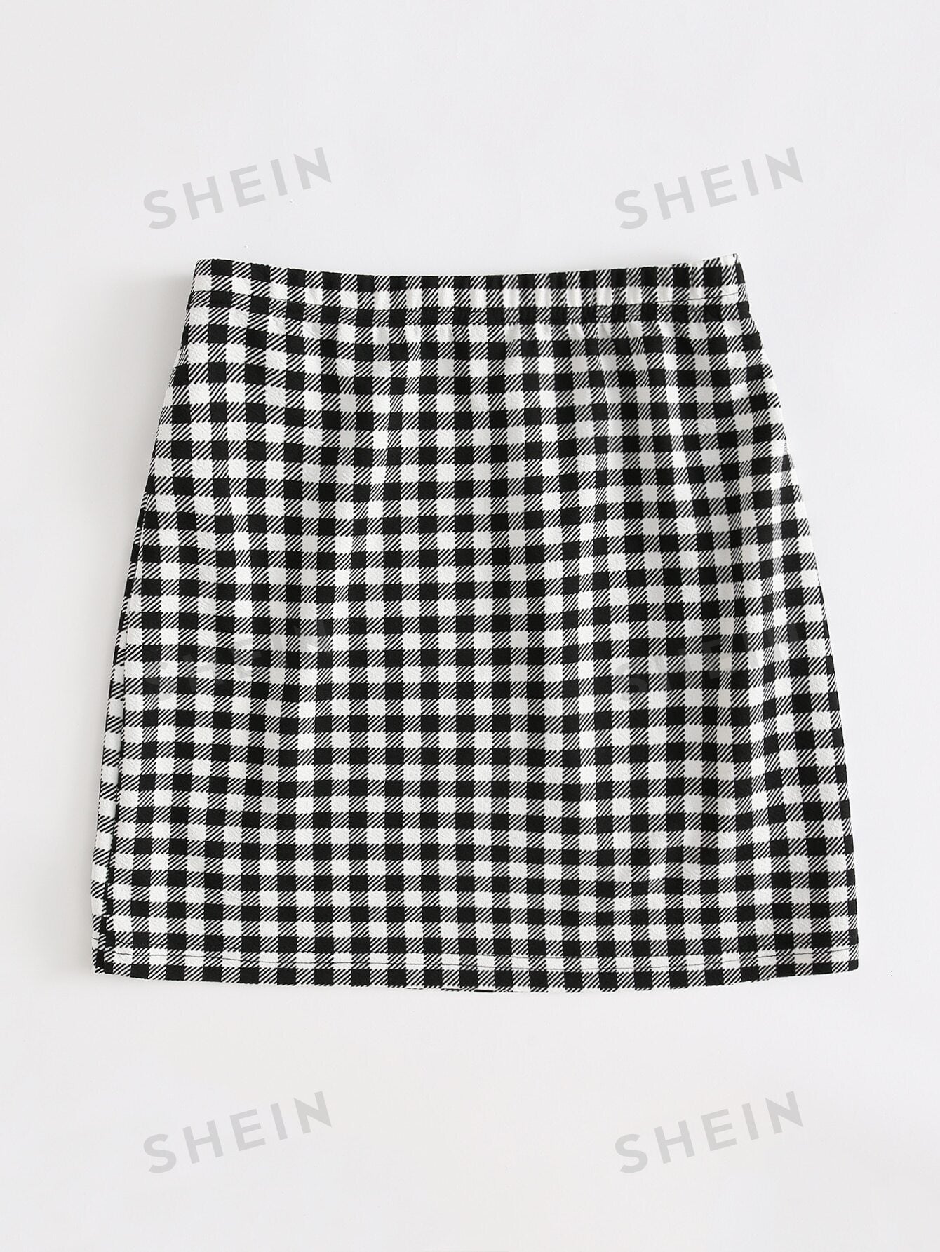 EZwear Split Hem Gingham Skirt - Negative Apparel