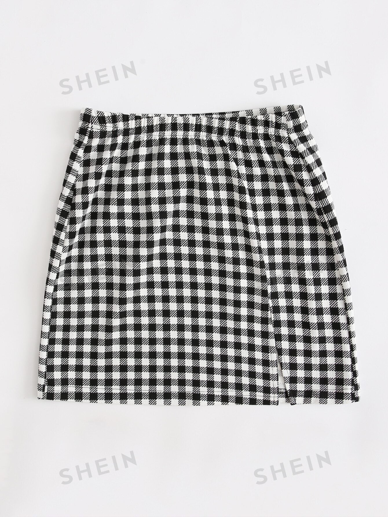 EZwear Split Hem Gingham Skirt - Negative Apparel