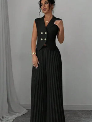 Fashion vest vest pleated skirt set women's clothing - Negative Apparel