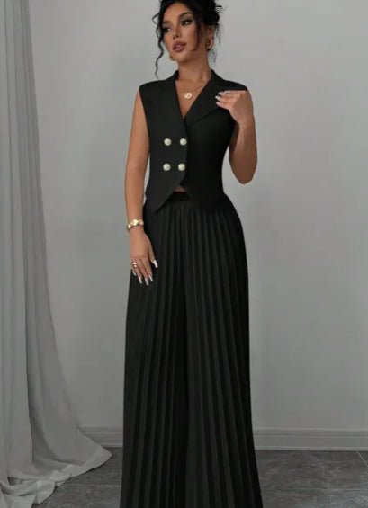Fashion vest vest pleated skirt set women's clothing - Negative Apparel