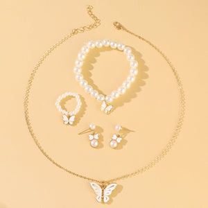 Fashionable and popular jewelry set, elegant diamond zircon necklace, earrings and ring combination set, bridal party accessories - Negative Apparel