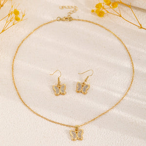 Fashionable and popular jewelry set, elegant diamond zircon necklace, earrings and ring combination set, bridal party accessories - Negative Apparel