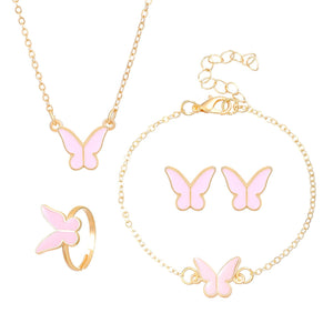 Fashionable and popular jewelry set, elegant diamond zircon necklace, earrings and ring combination set, bridal party accessories - Negative Apparel