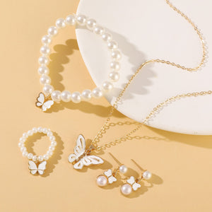 Fashionable and popular jewelry set, elegant diamond zircon necklace, earrings and ring combination set, bridal party accessories - Negative Apparel