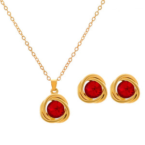 Fashionable and popular jewelry set, elegant diamond zircon necklace, earrings and ring combination set, bridal party accessories - Negative Apparel