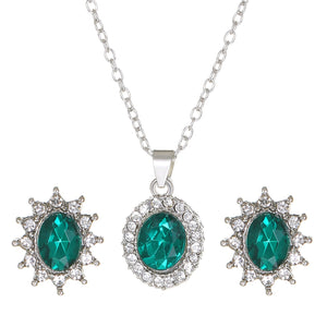 Fashionable and popular jewelry set, elegant diamond zircon necklace, earrings and ring combination set, bridal party accessories - Negative Apparel