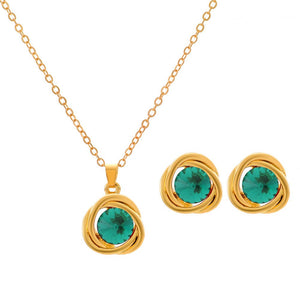 Fashionable and popular jewelry set, elegant diamond zircon necklace, earrings and ring combination set, bridal party accessories - Negative Apparel