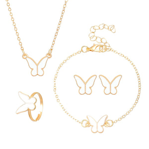 Fashionable and popular jewelry set, elegant diamond zircon necklace, earrings and ring combination set, bridal party accessories - Negative Apparel