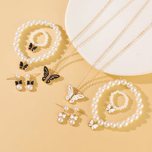 Fashionable and popular jewelry set, elegant diamond zircon necklace, earrings and ring combination set, bridal party accessories - Negative Apparel