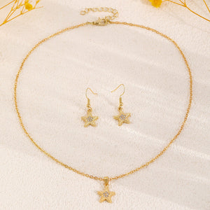 Fashionable and popular jewelry set, elegant diamond zircon necklace, earrings and ring combination set, bridal party accessories - Negative Apparel