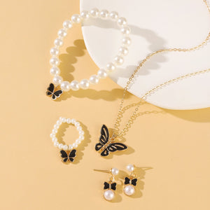 Fashionable and popular jewelry set, elegant diamond zircon necklace, earrings and ring combination set, bridal party accessories - Negative Apparel