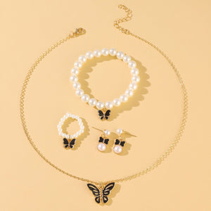 Fashionable and popular jewelry set, elegant diamond zircon necklace, earrings and ring combination set, bridal party accessories - Negative Apparel