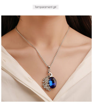 Fashionable and popular jewelry set, elegant diamond zircon necklace, earrings and ring combination set, bridal party accessories - Negative Apparel