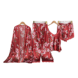 fattening plus size pajamas women's fashion loose printing long sexy loungewear multi - piece set 22122 - Negative Apparel