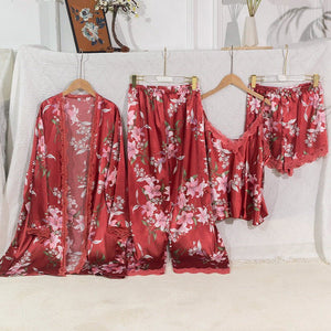 fattening plus size pajamas women's fashion loose printing long sexy loungewear multi - piece set 22122 - Negative Apparel