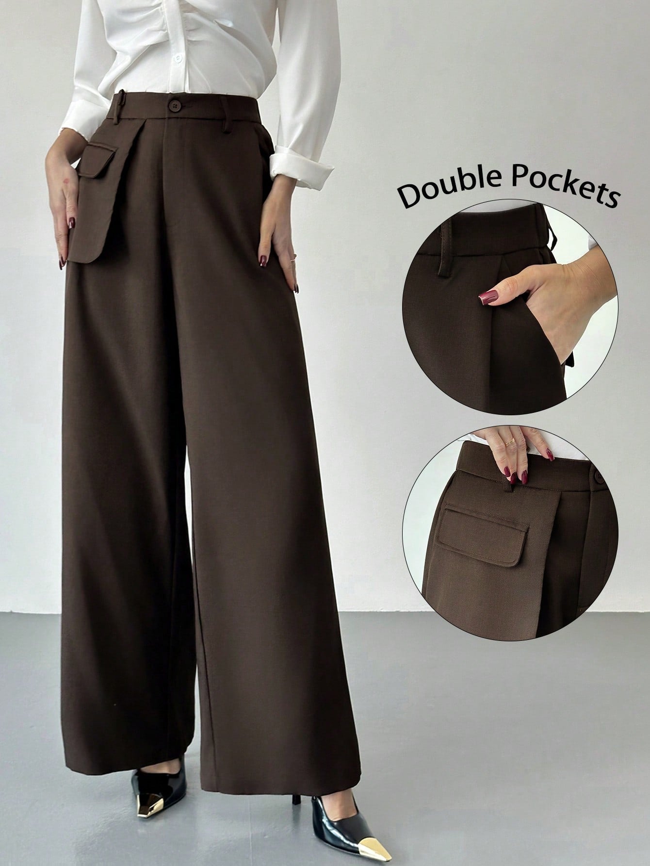 Firerie Women's Elegant Brown Suit Pants FD - Negative Apparel