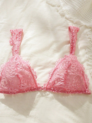 Floral Lace Scallop Trim Lingerie Set - Negative Apparel