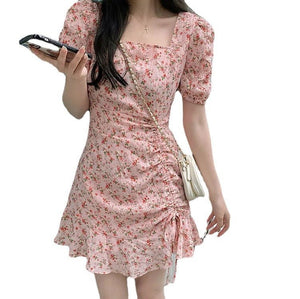 Floral skirt gentle style ins women's summer unique design artistic skirt Korean style milky dress - Negative Apparel