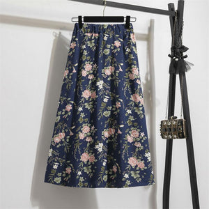 Floral skirt skirt women's summer new thin skirt small flower skirt skirt skirt long skirt summer - Negative Apparel
