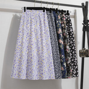Floral skirt skirt women's summer new thin skirt small flower skirt skirt skirt long skirt summer - Negative Apparel