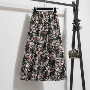 Floral skirt skirt women's summer new thin skirt small flower skirt skirt skirt long skirt summer - Negative Apparel