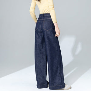 Four - sided elastic wide - leg pants jeans women's 2025 spring new Tencel high - waisted thin loose and versatile straight - leg pants - Negative Apparel