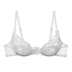 French lace fishbone suspender bra with steel ring, large chest showing small, ultra - thin embroidery, and sexy bra suit for women - Negative Apparel