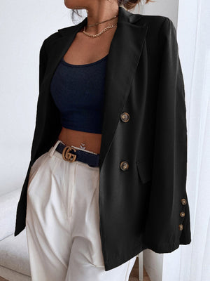 Frenchy Double Button Lapel Collar Blazer - Negative Apparel