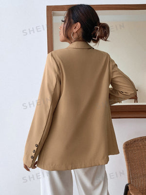 Frenchy Double Button Lapel Collar Blazer - Negative Apparel