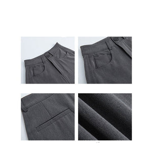 Gray heavy industry suit pants spring and summer women's clothing 2025 new thin high - end straight - leg pants high - waisted American wide - leg pants - Negative Apparel