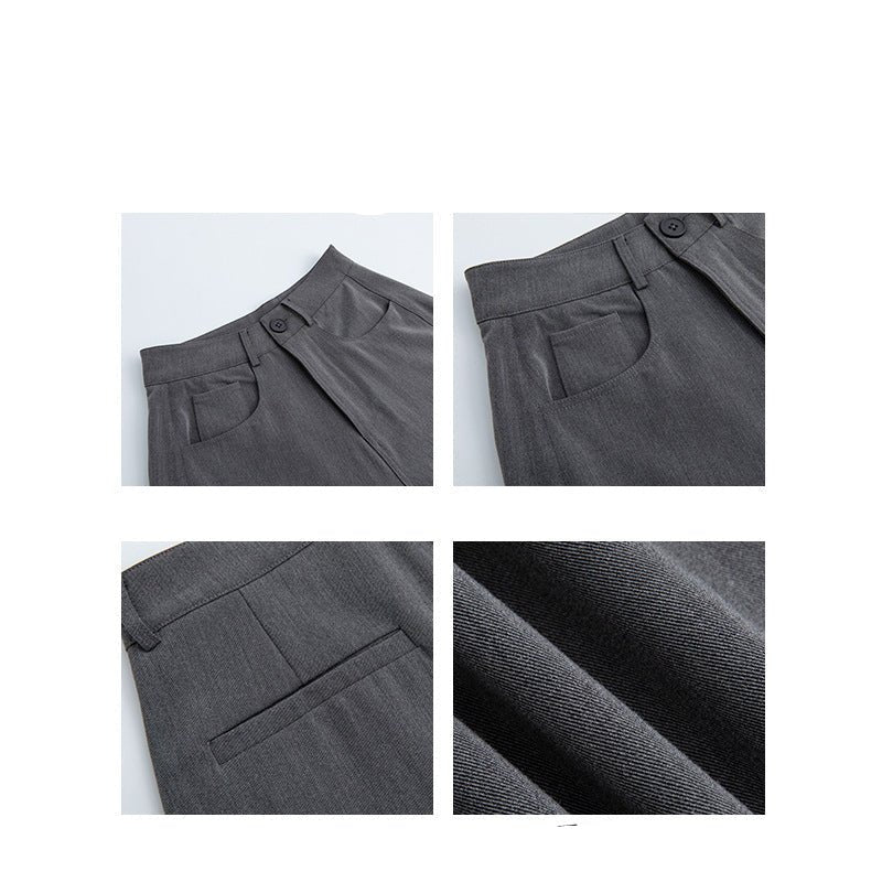 Gray heavy industry suit pants spring and summer women's clothing 2025 new thin high - end straight - leg pants high - waisted American wide - leg pants - Negative Apparel