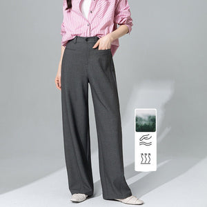 Gray suit pants old money wind pants women's early spring new acid ester Tencel loose straight wide - leg pants - Negative Apparel