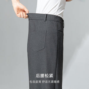 Gray suit pants old money wind pants women's early spring new acid ester Tencel loose straight wide - leg pants - Negative Apparel