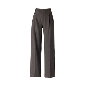 Gray Tencel wool narrow version suit pants 2024 autumn and winter drape loose professional thin wide - leg pants women - Negative Apparel