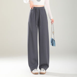 Gray wide - leg pants women's spring and autumn 2025 new loose straight machete pants drooping casual straight sweatpants children - Negative Apparel