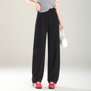 Gray wide - leg pants women's spring and autumn 2025 new loose straight machete pants drooping casual straight sweatpants children - Negative Apparel