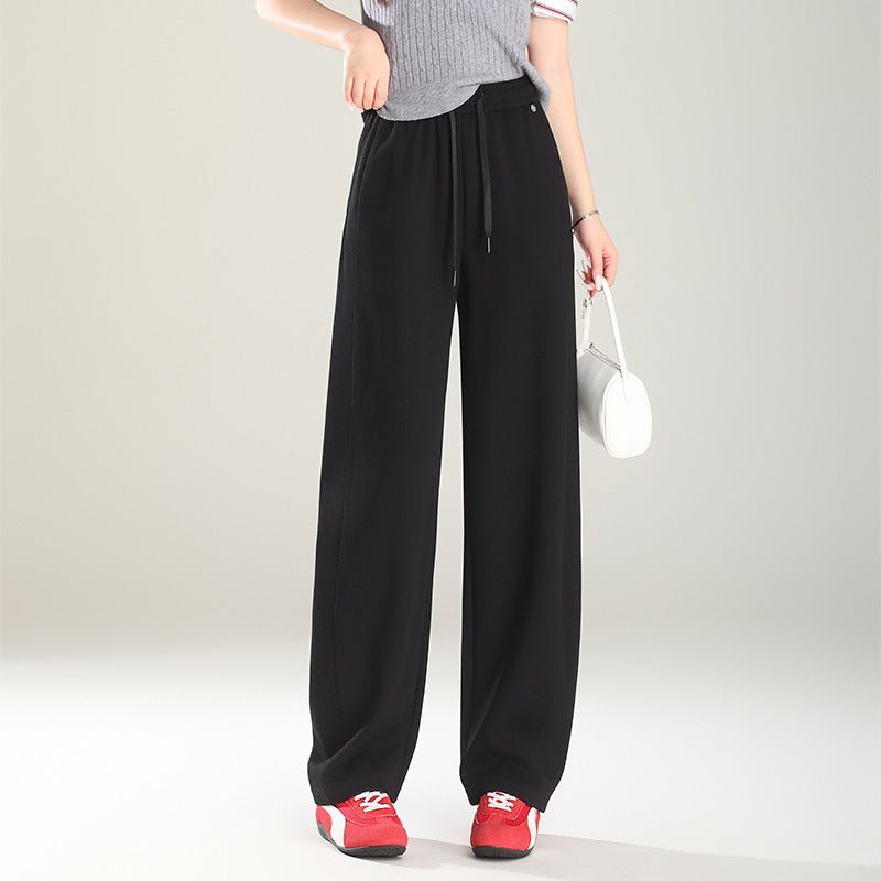 Gray wide - leg pants women's spring and autumn 2025 new loose straight machete pants drooping casual straight sweatpants children - Negative Apparel