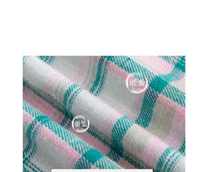 Green plaid pants women's pants casual versatile spring and summer new straight - leg pants Korean retro loose mopping wide - leg pants - Negative Apparel